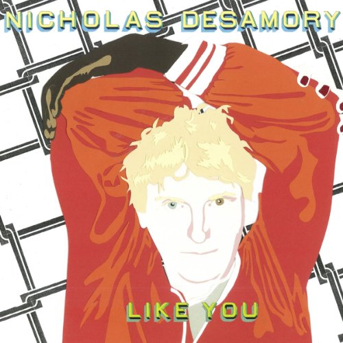 Illustration of Nicholas Desamory in a red jacket against a chain-link fence background.