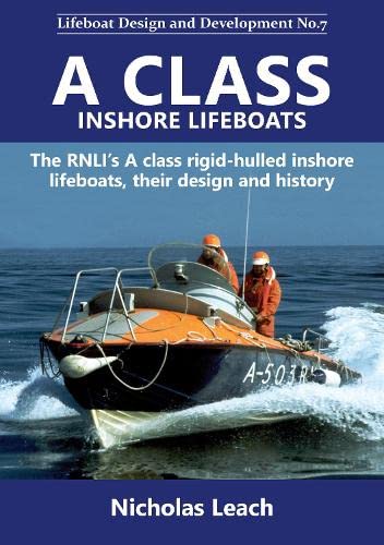 Book cover featuring an orange and navy RNLI A Class inshore lifeboat.