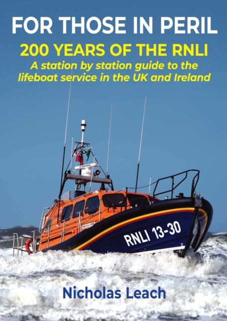 Book cover featuring an orange lifeboat at sea, titled “For Those In Peril.”