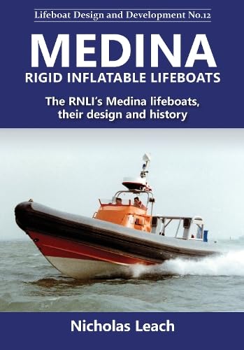 Book cover featuring a red and black RNLI Medina rigid inflatable lifeboat at sea.