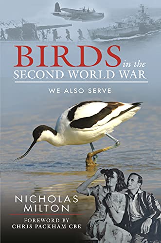 Book cover depicting a bird, wartime imagery, and people with binoculars.