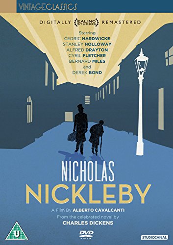 Nicholas Nickleby" DVD cover with a blue background and silhouetted figures.