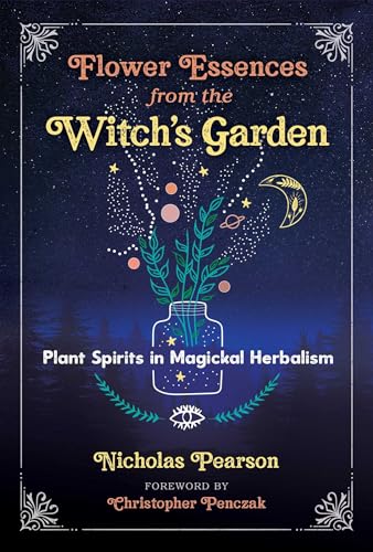 Book cover with floral illustration, title “Flower Essences from the Witch’s Garden.”