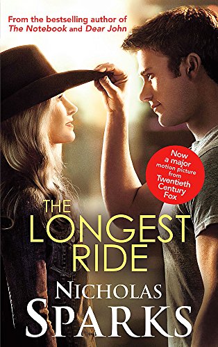 Book cover: couple in hats, title “The Longest Ride” by Nicholas Sparks.