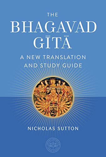 Book cover for "The Bhagavad Gita" with a central image of Hindu deities.