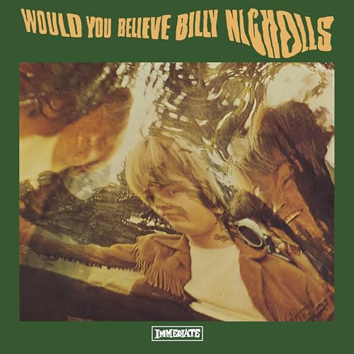 Vinyl album cover featuring a distorted, watery portrait of Billy Nicholls on green background.