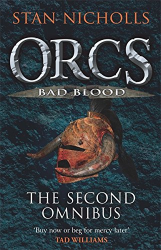 Book cover: "Orcs Bad Blood: The Second Omnibus" featuring orcish helmet.