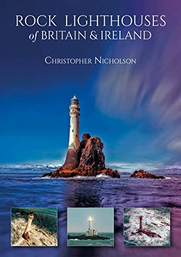 Book cover showing a tall lighthouse on a rocky outcrop surrounded by ocean water.