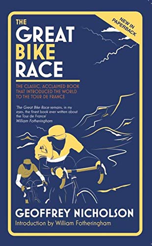 Book cover: cyclist in yellow, blue background, title "The Great Bike Race".
