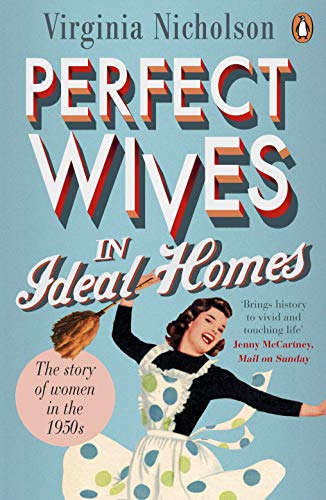 Book cover depicting a smiling 1950s housewife with a broom.