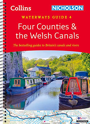 Red guidebook cover featuring narrowboats on a canal with a map detail.