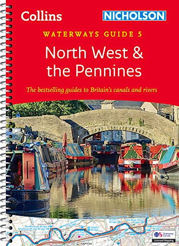 Spiral-bound guidebook cover titled North West and the Pennines featuring canal boats and maps.