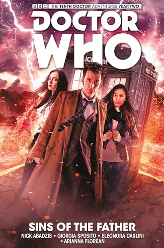 Doctor Who comic cover featuring the Tenth Doctor and companions in a stormy landscape.