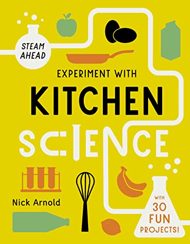 Yellow book cover with kitchen items and bold text: "Kitchen Science" by Nick Arnold.