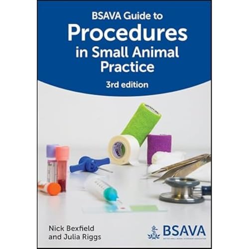 Blue book cover with veterinary supplies and the title "BSAVA Guide to Procedures".