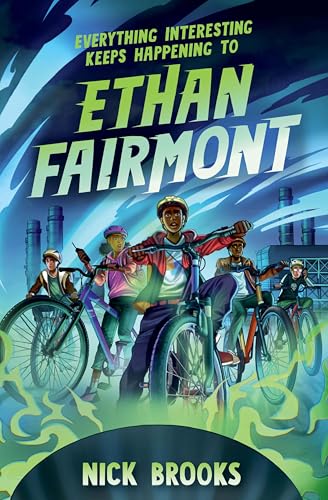 Book cover: kids on bicycles with a futuristic, industrial cityscape.