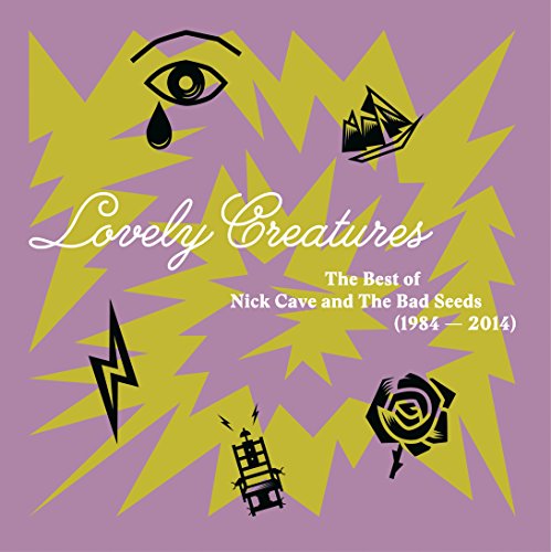 Album cover with purple background, yellow zigzag pattern, and black icons of various symbols.