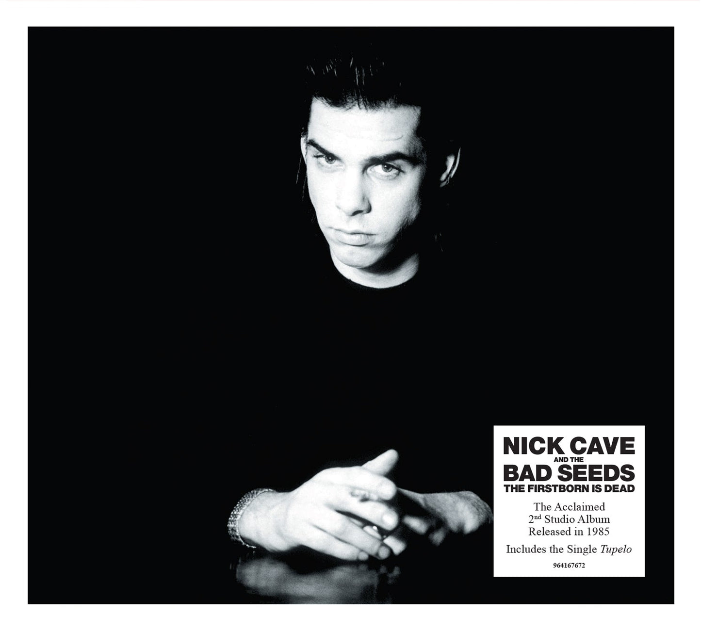 Black and white portrait of Nick Cave, album cover for "The Firstborn Is Dead".
