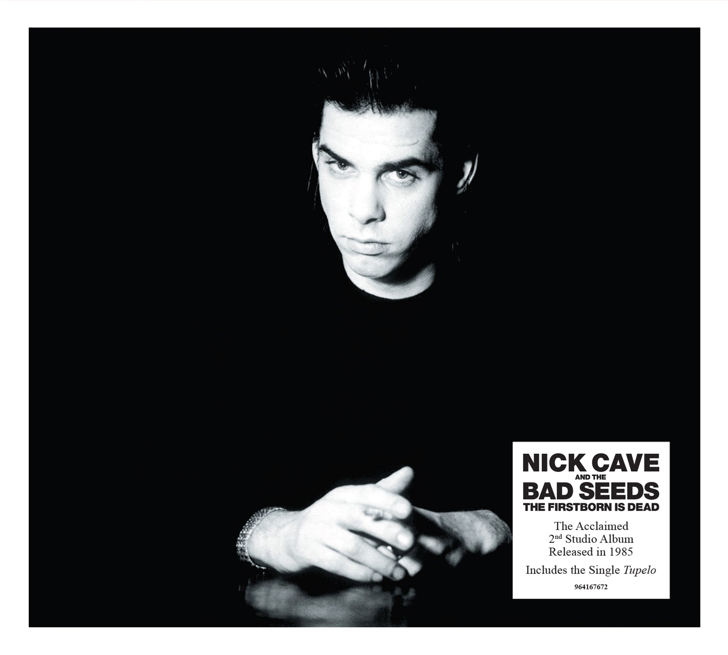 Black and white portrait of Nick Cave, album cover for "The Firstborn Is Dead".