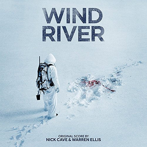 Figure in snowy landscape with bloodstains, album cover for "Wind River.