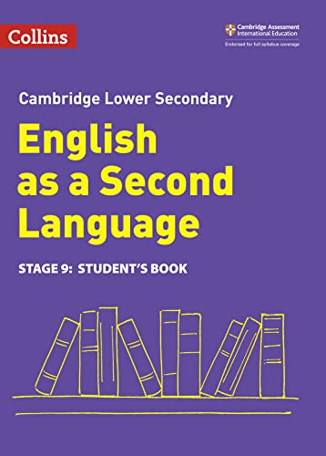 Purple textbook cover with stacked books and “English as a Second Language.”