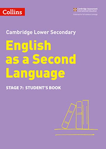 Purple textbook cover with stacked books illustration, titled “English as a Second Language.”