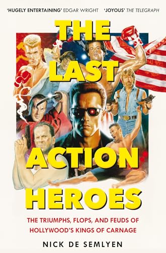 Book cover featuring portraits of several action movie stars with guns.
