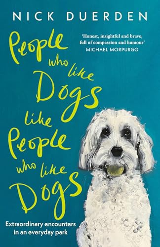 Book cover with title and a fluffy white dog looking at the viewer.