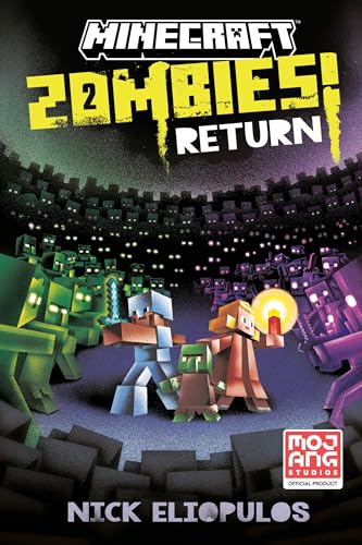 Minecraft novel cover featuring blocky characters facing a zombie horde.