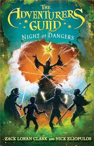 Book cover: adventurers facing a shadowy figure with a starburst.