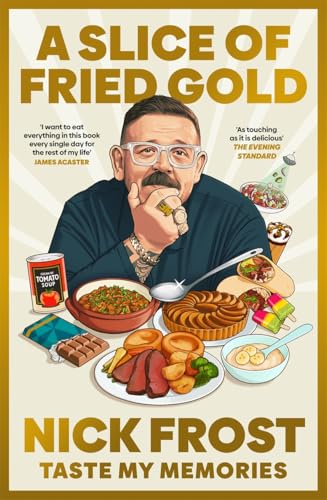 Book cover featuring comedian Nick Frost with food illustrations.