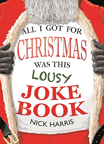 Book cover depicting a person wearing a Santa suit and holding a joke book.