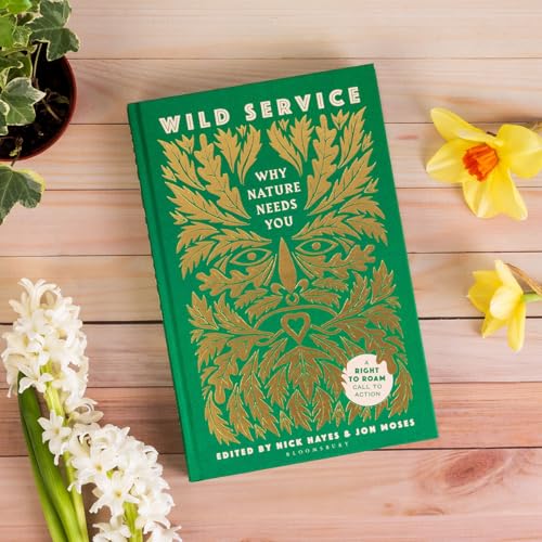 Green book cover with a gold leaf-patterned face on a light wooden surface.