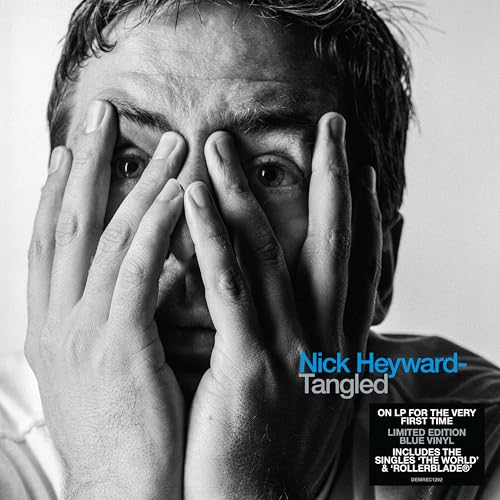 Black and white portrait of Nick Heyward, album cover for "Tangled" vinyl.