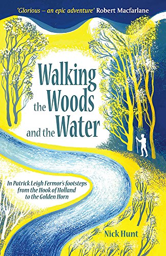 Book cover with trees, a river, and a lone walker illustration.