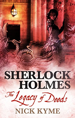 Book cover for "Sherlock Holmes - The Legacy of Deeds" with a woman and ornate piano.