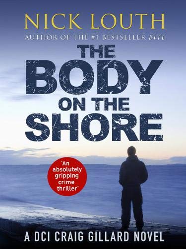 Book cover: dark shore, lone figure, bold title "The Body on the Shore.