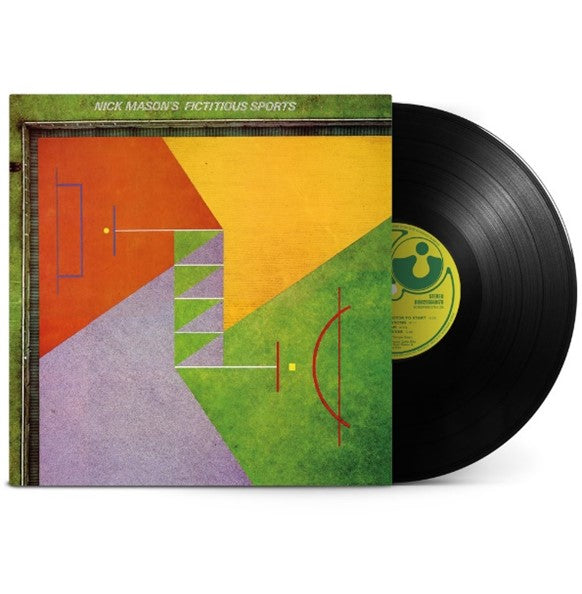 Nick Mason's "Fictitious Sports" vinyl record with colorful geometric cover art.
