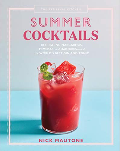 Book cover with a red cocktail, mint, and title "Summer Cocktails.