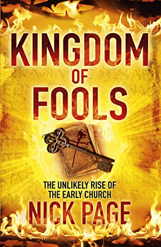 Book cover: "Kingdom of Fools" with a key and aged paper imagery.