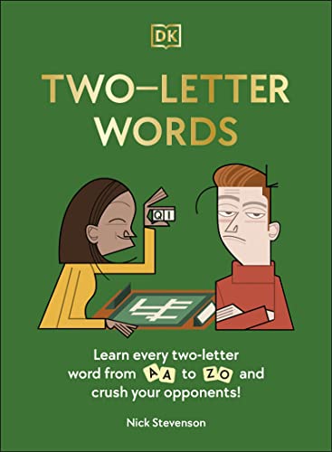 Book cover for “Two-Letter Words” depicting people with Scrabble tiles.