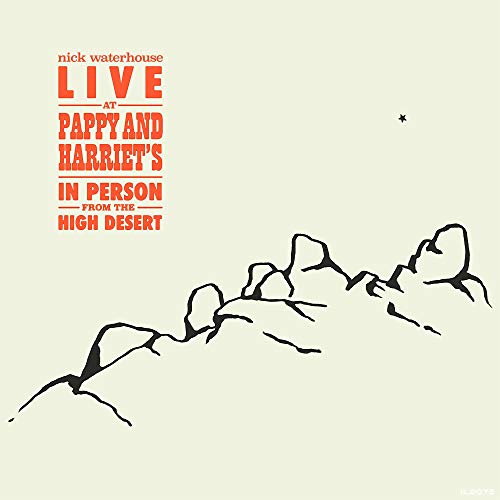 Album cover with beige background, orange text, and black mountain illustration.
