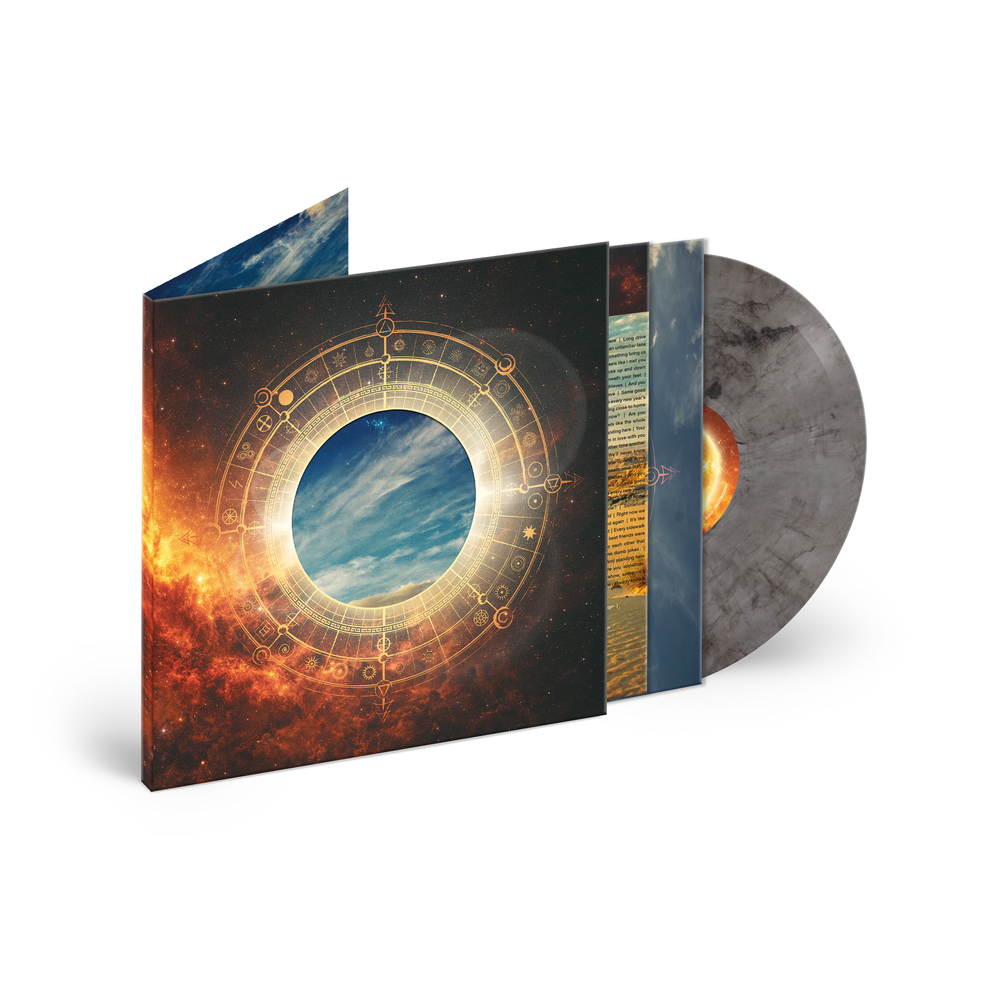 Nickelback vinyl record with smoky effect and celestial album art.