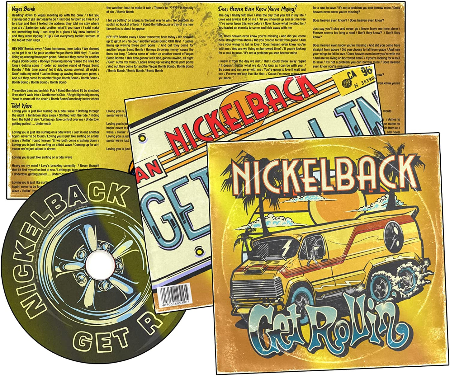 "Nickelback CD with disc and album artwork featuring a yellow van."