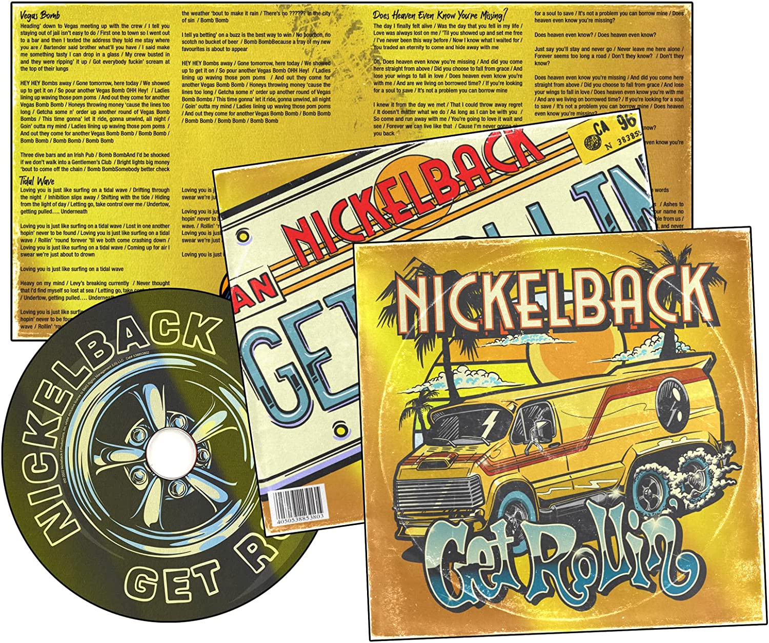 "Nickelback CD with disc and album artwork featuring a yellow van."