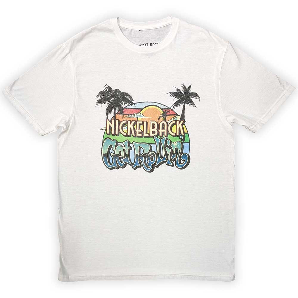 Nickelback band t-shirt, large size, sunset graphic, dark color.
