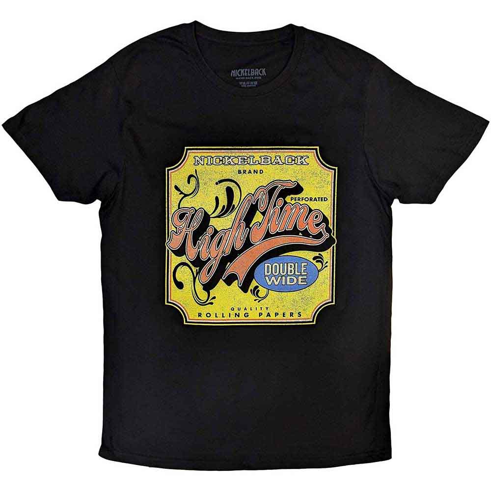 Black unisex t-shirt featuring the Nickelback High Time album graphic on the front.