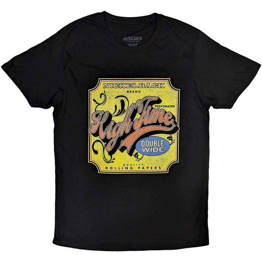 Black unisex t-shirt featuring the Nickelback High Time album graphic on the front.