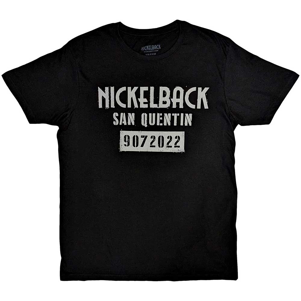 Nickelback band t-shirt, medium size, featuring "San Quentin" artwork, black color.