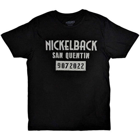 Nickelback band t-shirt, medium size, featuring "San Quentin" artwork, black color.